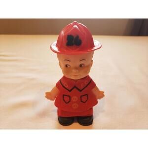 1974 UNEEDA "Hee Wees Tiny He-Men" Fireman Toy Figure Doll Vintage Hat Included